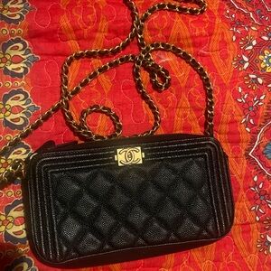 Chanel Black Quilted Crossbody with Gold Chain